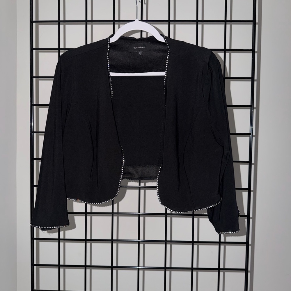 R&M Richards Black Blazer with Beaded Edges